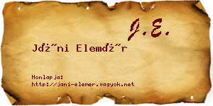 Jáni Elemér névjegykártya