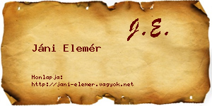 Jáni Elemér névjegykártya