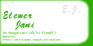 elemer jani business card